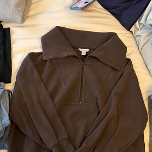 Athleta women’s never worn Half-Zip Collared Pullover - Brown